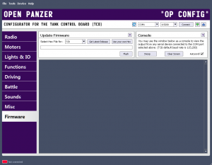 Firmware tab of OP Config