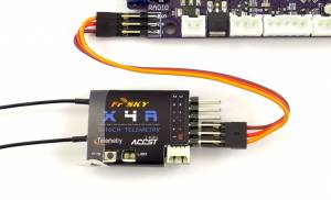 FrSky X4R receiver connected to the TCB