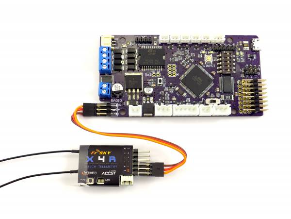 FrSky X4R receiver connected to the TCB